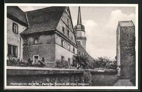 AK Fladungen vor der Rhön, Partie am Forstamt mit altem Wehrturm