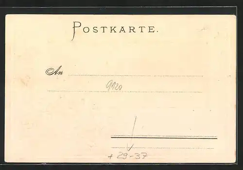 Passepartout-Lithographie Gössweinstein, Gasthaus Stempfermühle, Wappen