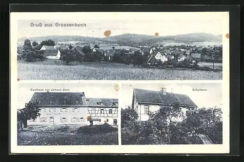AK Grossenbuch, Gasthaus von Johann Dorn, Schulhaus