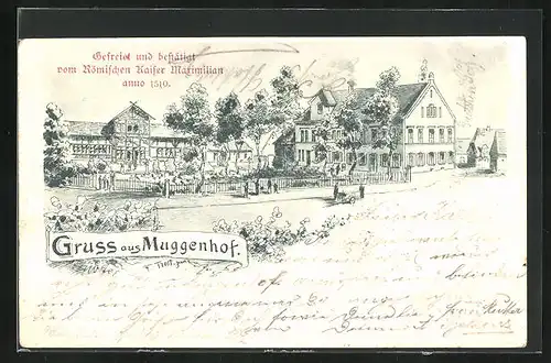 Lithographie Muggenhof, Grosses Anwesen