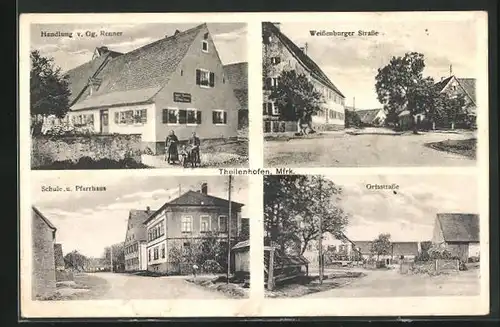 AK Theilenhofen /Mfrk., Weissenburger Strasse, Ortsansicht, Schule und Pfarrhaus