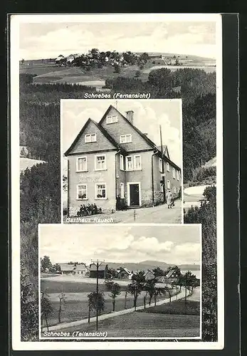 AK Schnebes /Frankenwald, Gasthaus Rausch, Teilansicht, Fernansicht