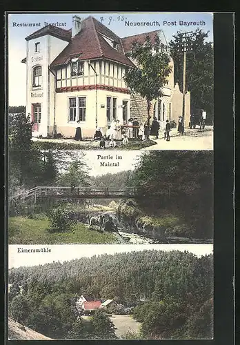 AK Neuenreuth, Restaurant Jägerlust, Partie im Maintal, Eimersmühle