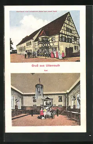 AK Uttenreuth, Gasthaus zum schwarzen Adler von Josef Hack, Innenansicht Saal