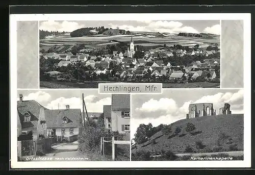 AK Hechlingen /Mfr., Ortsstrasse nach Heidenheim, Katharinenkapelle