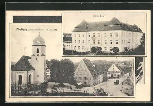 AK Absberg, Ottilienheim, Kirche mit Strasse im Ort