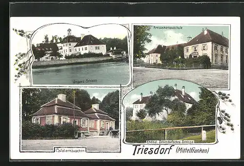 AK Triesdorf /Mfr., Weisses Schloss, Cavalierhäuschen, Kreisackerbauschule