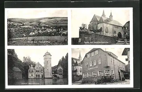 AK Hessenthal / Spessart, Gsthaus z. gold Fass, Wallfahrtskirche, Schloss Mespelbrunn