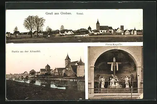AK Ornbau, Pieta-Kapelle, Partie an der Altmühl, Gesamtansicht