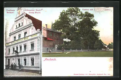 AK Ansbach, Gasthaus Schwarzer Bock, Gartenpartie