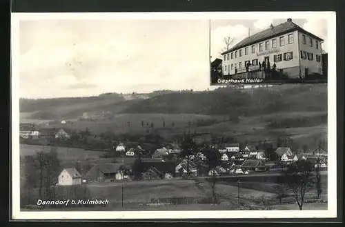 AK Danndorf / Mainleus, Gasthaus Heller, Panorama der Ortschaft