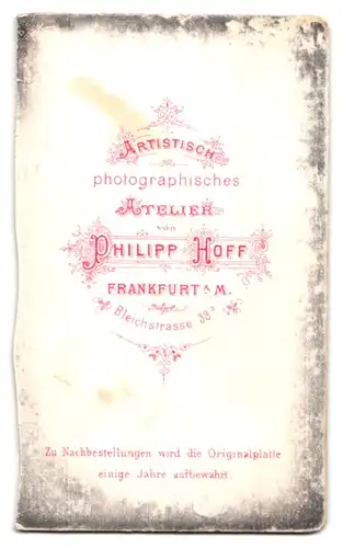 Fotografie Philipp Hoff, Frankfurt a. M., Bleichstrasse 38 a, Portrait bürgerliche Dame mit Mädchen und Kleinkind