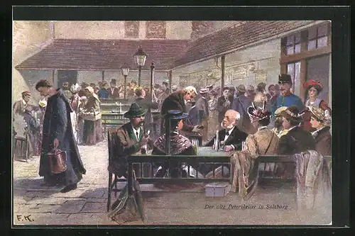 Künstler-AK Salzburg, Gasthof Peterskeller