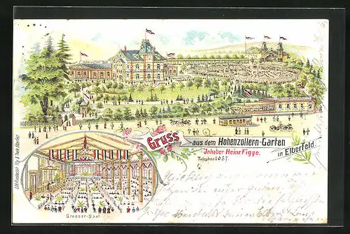 Lithographie Elberfeld, Restaurant Hohenzollern-Garten