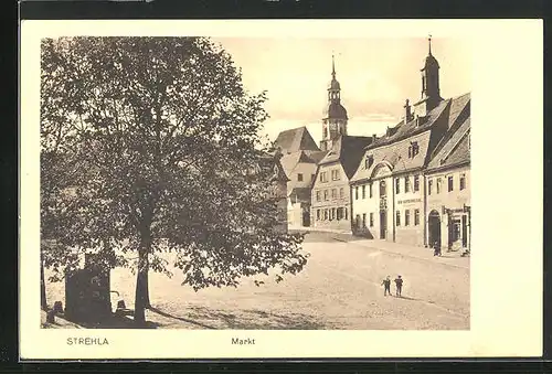 AK Strehla, Gasthaus zum Rathskeller am Markt