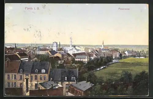 AK Fürth i. B., Panorama der Stadt