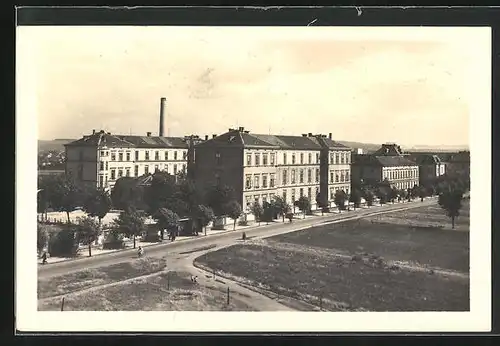 AK Plzen, Ortspartie aus der Vogelschau