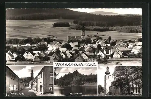 AK Moosbach /Opf., Totalansicht, Sperlweiher, Wieskirch, Hauptstrasse