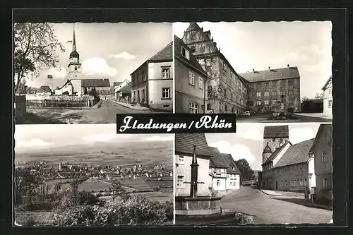 AK Fladungen, Rathaus, Strassenpartie, Brunnen