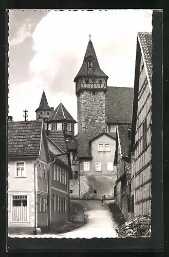 AK Ostheim v. d. Rhön, Blick zur Kirchenburg mit Rossgasse