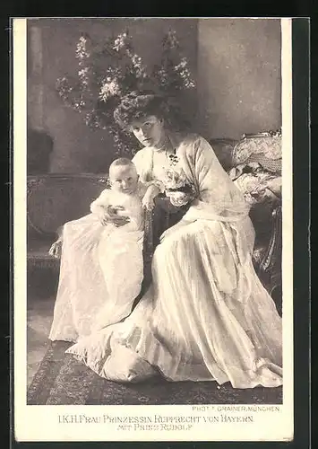 AK Prinzessin Rupprecht von Bayern mit Prinz Rudolf