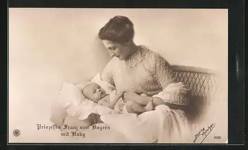 AK Prinzessin Franz von Bayern mit Baby