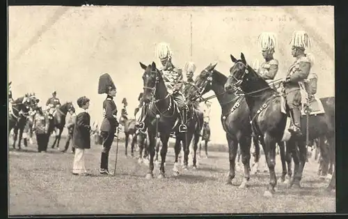 AK König Ludwig III. zu Pferd trifft einen kleinen Bewunderer