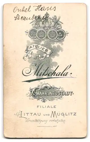 Fotografie Atelier Mitschala, Mähr. Neustadt, Portrait Soldat Hans in Uniform mit drei Sternen