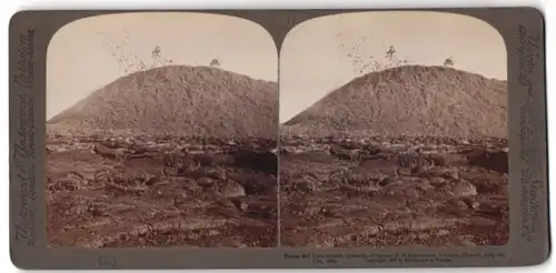 Stereo-Fotografie Underwood & Underwood, New York, Ansicht Hawaii, Mokuaweoweo Vulkanausbruch 1899