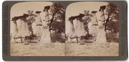 Stereo-Fotografie Underwood & Underwood, New York, Ansicht Monument Park / Colorado, Felsformation Holländische Hochzeit