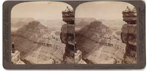 Stereo-Fotografie Underwood & Underwood, New York, Ansicht Grand View Trail / AZ, Grand Canyon Panorama