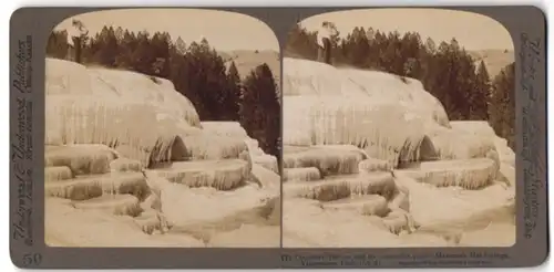 Stereo-Fotografie Underwood & Underwood, New York, Ansicht Yellowstone Park, Kleopatra Terrasse