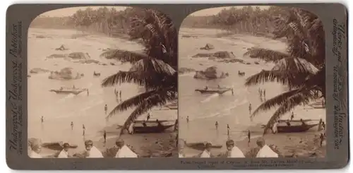 Stereo-Fotografie Underwood & Underwood, New York, Ansicht Colombo / Ceylon, Strand am Mt. Lavina Hotel