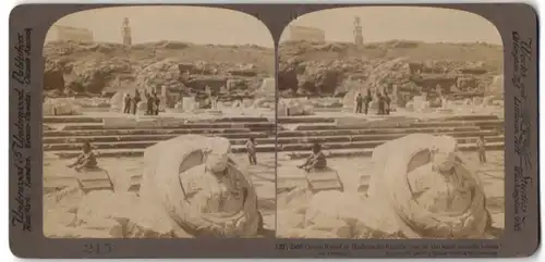 Stereo-Fotografie Underwood & Underwood, New York, Ansicht Eleusis / Griechenland, Hadrian Relief