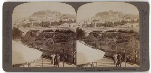 Stereo-Fotografie Underwood & Underwood, New York, Ansicht Athen, Stadtansicht mit Akropolis