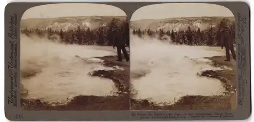 Stereo-Fotografie Underwood & Underwood, New York, Ansicht Yellowstone Park, Geysir Black Pearl