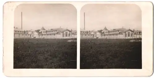 Stereo-Fotografie unbekannter Fotograf, Ansicht Russland, Gebäude-Ensemble in Holzbauweise