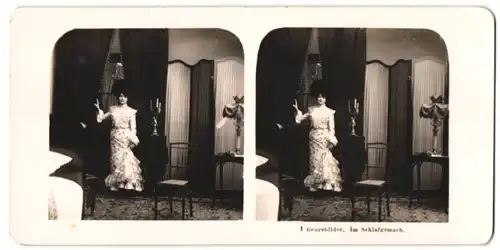 Stereo-Fotografie NPG, Berlin-Steglitz, Edeldame im Schlafgemach