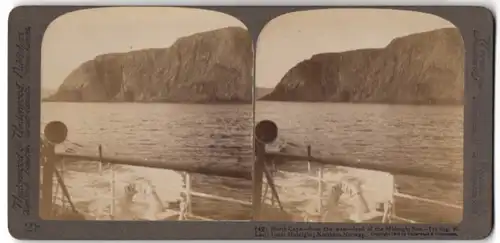 Stereo-Fotografie Underwood & Underwood, New York, Dampfer Neptun, Nordkap bei Mitternacht