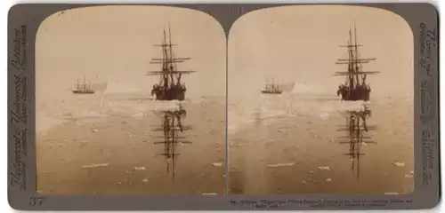 Stereo-Fotografie Underwood & Underwood, New York, Walfangschiffe Diana & Nova Zembla vor Baffin Bay