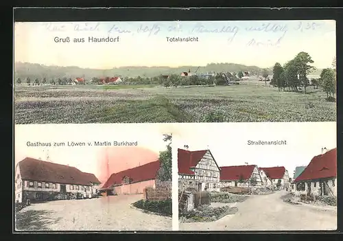 AK Haundorf, Gasthaus z. Löwen, Strassenpartie, Totalansicht