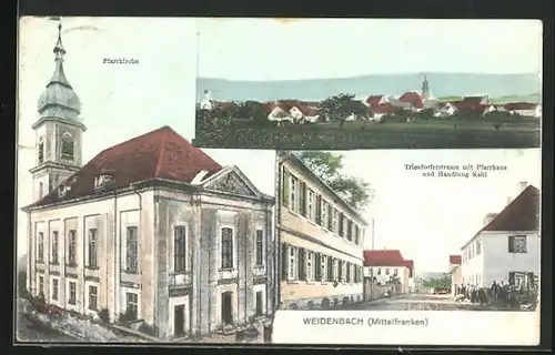 AK Weidenbach /Mittelfranken, Triesdorferstrasse mit Pfarrhaus und Handlung Kehl