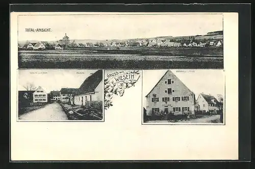 AK Wieseth, Gasthaus v. J. Fuchs, Handlung v. A. Frisch, Molkerei