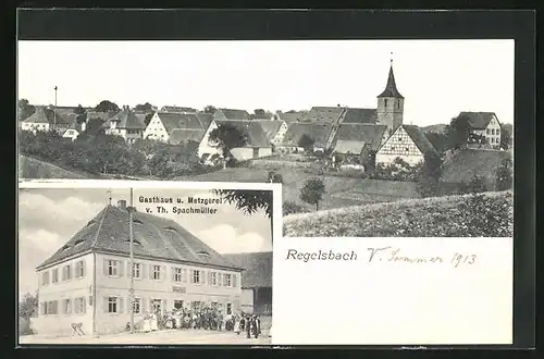 AK Regelsbach, Gasthaus u. Metzgerei v. Th. Spachmüller, Teilansicht