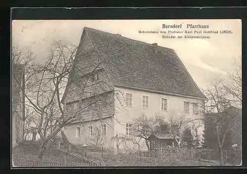 AK Berndorf, Pfarrhaus, Geburtshaus Karl Paul Gottfried Linde, Erfinder der Kältemaschinen