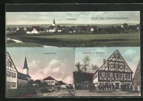 AK Oberreichenbach, Gasthaus von Neudecker, Strassenansicht, Teilansicht