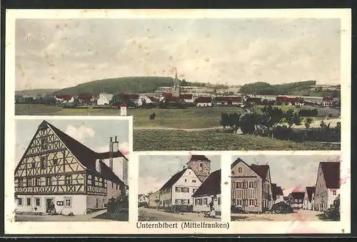 AK Unternbibert /Mittelfranken, Fachwerkhaus, Strassenpartie mit Gebäudeansicht, Ortspartie