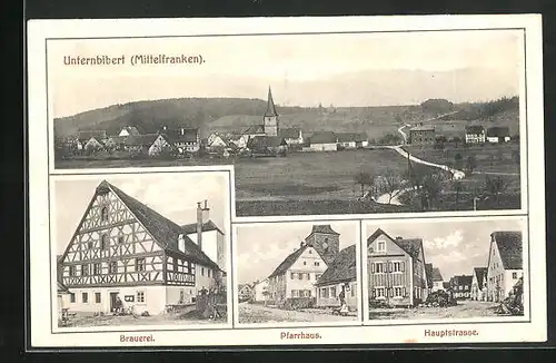 AK Unternbibert /Mittelfranken, Brauerei, Pfarrhaus, Hauptstrasse