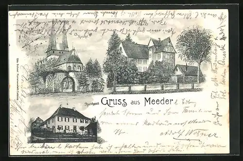 AK Meeder, Schloss, Kirche, Pfarrhaus