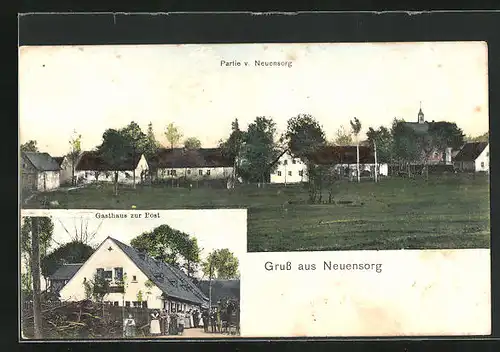 AK Neuensorg / Marktleugast, Gasthaus zur Post, Ortspartie